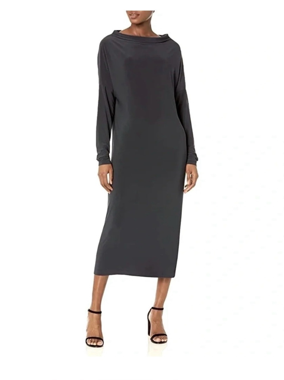 Norma Kamali All In One  Midcalf Dress in Charcoal